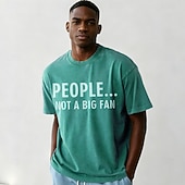  Men's People Not A Big Fan Funny 100 Cotton Acid Wash Heavyweight T-shirt Short Sleeve T shirt DTG Crew Neck Shirt Fashion Daily Holiday Spring Summer Clothing Apparel