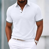 preiswerte Klassisches Poloshirt für Herren-Herren 100% Baumwolle Poloshirts Lässig Urlaub Revers Kurzarm Modern Bequem Einfach Farbblock Knöpfe Sommer Frühling Blau Weiß Gelb Rote Grau 100% Baumwolle