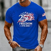 cheap Patriotic 250 T-shirts-4th of July 2026 250th Men's US Flag T Shirt Short Sleeve T shirt 3D Print Crew Neck Shirt Patriotic Daily Festival Blue White Black Summer Spring Clothing Apparel S M L XL XXL XXXL