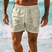 cheap Men's Swim Shorts-Men's Swim Trunks Swim Shorts Board Shorts Drawstring with Mesh lining Plain Solid Colored Quick Dry Above Knee Casual Beach Holiday Hawaiian Casual / Sporty Blue Khaki Stretchy