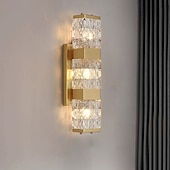 cheap Indoor Wall Lights-Crystal wall sconces, indoor bathroom vanity wall accessories, vintage gold wall-mounted lights, bedroom, bedside table, hallway, dining room decor