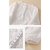  Femmes Chemise Haut à œillets Chemise Bohème Chemise en Dentelle Dentelle Broderie Élégant Bohème Vacances Manche 3/4 Hauts Longs Occasionnel Bleu Blanche Jaune Orange Marron Été Printemps