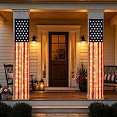 abordables 250e Anniversaire-Bannière lumineuse patriotique américaine (1 pièce) pour porche, décorations extérieures pour le 4 juillet, 250e anniversaire des États-Unis, étoiles et rayures, bannière pour porte d'entrée ou patio.