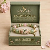 voordelige Geschenken-liefde, vrede &amp;Lente zegeningen 2026 limited edition armband met geschenkdoos voor vrouwen, inspirerende bij, blauwe vogel, vlinder armband, sieraden bedeltjes, polsbandje, elastisch stretch