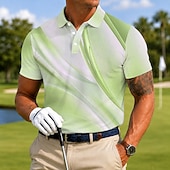 voordelige Men's Golf Polo-Voor heren Meetkundig Golf Sport Poloshirts Korte mouw Poloshirt Revers Casual Sportkleding 3D-afdrukken Knop Ademend gaas Lente zomer blauw Meerblauw Groen