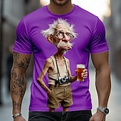  Per uomo Vecchio Uomo Maglietta Manica Corta maglietta Stampa 3D Girocollo Camicia Divertente Casuale Quotidiano Streetwear Blu Viola Cachi Estate Primavera Abbigliamento S M L XL 2XL 3XL