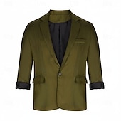 voordelige Heren Klassieke Blazers-Voor heren Blazerjack Inkeping kraag Modieus Lichtgewicht Casual Effen Blazer Zwart Lichtgroen Rood Getailleerd Single Breasted een knoops