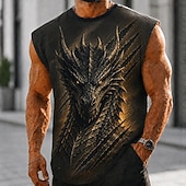 baratos crânio e osso-Homens Dragão Camiseta Interior Sem Manga Camiseta Impressão 3D Gola Redonda Camisa Escuro Diário Feriado Amarelo Vermelho Roxo Primavera Verão Roupa S M L XL 2XL 3XL