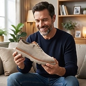 economico Scarpe Casual con Lacci-Sneakers casual da uomo in maglia: scarpe comode e traspiranti con lacci, calzature eleganti e casual ideali per passeggiate in città, viaggi e per tutti i giorni.