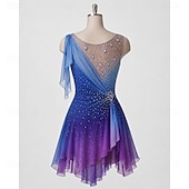 ieftine Rochii de patinaj artistic-Rochie de Patinaj Artistic Pentru femei Πατινάζ στο πάγο Rochii Violet Peteci Tiv Asimetric Strech Antrenament Competiție Ținută Patinaj Clasic Cristale / Strasuri Fără manșon Patinaj pe Ghea