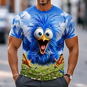 Herren Tiermotiv Vogel T Shirt Kurzarm T-Shirt 3D-Druck Rundhalsausschnitt Hemd Lustig Lässig Täglich Straße Blau Weiß Blau 1# Sommer Frühling Bekleidung S M L XL 2XL 3XL