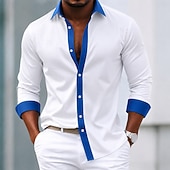 economico Camicie eleganti da uomo-Per uomo Camicia Camicia elegante Camicia con Bottoni Blocco di colori Quotidiano Affari Blu Blu chiaro Arancione Marrone Manica Lunga Collo ripiegato Primavera Tutte le stagioni Abbigliamento
