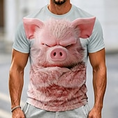  Per uomo Animale Cinghiale Maglietta Manica Corta maglietta Stampa 3D Girocollo Camicia Divertente Casuale Quotidiano Streetwear Bianco Verde militare Grigio Estate Primavera Abbigliamento S M L XL