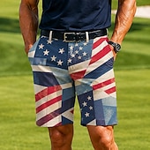  4 juli 2026 250e Voor heren Ster Amerikaanse Amerikaanse vlag korte broek Casual korte broek Golfshorts Medium Taille Zakelijk informeel Werk Golf Festival Platte shorts met 4 zakken Ontwerper Kleding