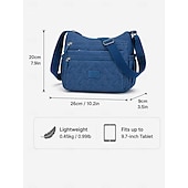 abordables Bolsos cruzados-Bolso bandolera de nailon con múltiples bolsillos para mujer: bolso de hombro ligero e impermeable para viajes, trabajo y uso diario