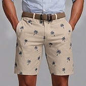 preiswerte Bedruckte Shorts-Herren Kokospalme Tropische Pflanzen Bermudashorts Freizeitshorts Kurze Golfhosen Mittlere Taille Hawaiianisch Arbeit Strand Sport im Freien Kurze Hose mit flacher Vorderseite und 4 Taschen Designer