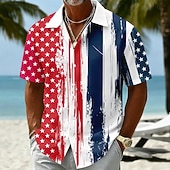  Camisa Patriótica do 250º Aniversário Masculina com Estampa da Bandeira Americana 1776 2026 Mangas Curtas para o Verão