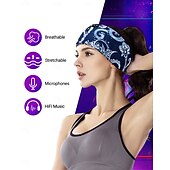 levne TWS Pravá bezdrátová sluchátka-Sluchátka na spaní s Bluetooth čelenkou, bezdrátová sportovní čelenka s vestavěnými HD stereo reproduktory, měkká elastická prodyšná oční maska pro spaní na boku, běh, jóga, cestování, paisley vzor