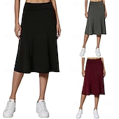 cheap Women's Skirts &amp; Skorts-Women's Solid Colored Casual Skirt Tennis Skirts Sport Skirt High Waist Quick Dry Breathable Tennis Golf Pickleball Skirt Dark Grey Black Wine Tennis Clothing