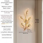 abordables Apliques de pared para interior-Gold LED wall lights, modern wall lights, bionic leaf vanity lamps for bathroom, bedside table wall lamp, perfect for bedroom, living room