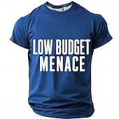 cheap Men's Funny T shirts-Men's Low Budget Menace Funny Letter Graphic Sarcastic Streetwear T-Shirt Regular Fit Casual Blue Designer Clothing Apparel S M L XL XXL XXXL