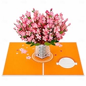 baratos Party Supplies-3D Cherry Blossom Pop Up Card, Large Sakura Flower Bouquet Greeting Card for Her, Women, Mom - Unique Gifts for Mother's Day, Birthday, Anniversary, Get Well, Thank You, Thinking of You