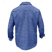 abordables Vacances-Hommes Chemise Chemise en lin Chemise d'été Tenue de plage Chemise Boutonnée Uni Occasionnel Quotidien Bleu Rose Claire bleu marine Bleu de minuit manche longue Col Printemps &amp; Été Été Vêtement Tenue