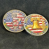  5 monete commemorative del 250° anniversario dell'America, moneta commemorativa patriottica del quinquennio 1776-2026 degli Stati Uniti, Statua della Libertà &Campana della Libertà, souvenir ideale
