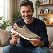 baratos Sapatos Casuais Slip-On-Tênis masculino slip-on para caminhada – tênis leves, respiráveis e confortáveis, calçado casual para viagens, caminhadas e uso diário.