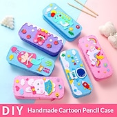 economico Regali-Confezione da 6 astucci per matite fai da te fatti a mano con personaggi dei cartoni animati per bambini, kit di cucito per astucci in feltro con dinosauri, unicorni e sirene, arte per bambini