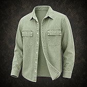 economico Camicie da lavoro da uomo-camicia da uomo softfade™ camicia casual camicia in denim camicia acid wash capo tinto manica lunga camicia semplice colletto casual quotidiano tasca frontale abbigliamento elegante vintage moda