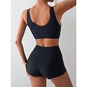 economico Surfing Tankinis &amp; Bikinis-Per donna Costume da bagno Costumi da bagno Bikini Tinta unita Costumi da bagno Nero Protezione solare UPF 50+ Senza Maniche - Surf Spiaggia Nuoto Estate