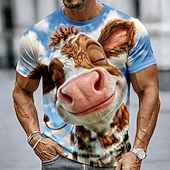  Per uomo Animale mucche Maglietta Manica Corta maglietta Stampa 3D Girocollo Camicia Divertente Casuale Quotidiano Streetwear Blu Blu 1# Estate Primavera Abbigliamento S M L XL 2XL 3XL