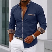 economico Camicie eleganti da uomo-Da uomo Camicia Camicia elegante Camicia con Bottoni Bianco Nero Rosa Blu marino Manica Lunga Blocco di colori Bavero Casuale Quotidiano Tasca Frontale Abbigliamento Moda Casual Confortevole