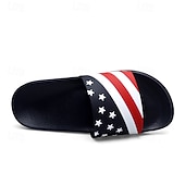 abordables Pantuflas y chanclas de hombre-Sandalias planas para hombre con estampado de bandera, zapatos de verano sin cordones con punta abierta, sandalias casuales ligeras para festivales de música, playa, piscina y uso diario.