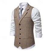 cheap Men's 1920s Costumes-Roaring 20s 1920s Retro Vintage Waistcoat The Great Gatsby Tweed Notched Lapels Fancy Dress Men's Cocktail Party Revival Wedding Party Adults' waistcoat