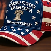  Cappellino Baseball Regolabile Sole Esterna Streetwear Patriottico Bandiera Americana 250° Anniversario