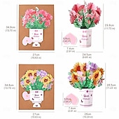 economico Regali-Confezione da 2 biglietti d'auguri 3D a comparsa con bouquet di fiori e girasoli &amp;Garofani di carta in vaso per la festa della mamma, compleanno, anniversario, auguri di pronta guarigione, biglietto