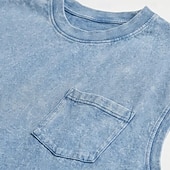 cheap Tank Tops-Men's Tank Top Vest Top 100% Cotton Acid Wash Shirt Sleeveless Crew Neck Hooded Zip Summer Spring Plain Fashion Designer Basic Plain Casual Vacation Street Black Purple Light Blue Top Tee for Men
