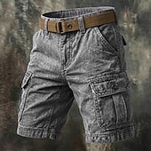 billige Klassisk-Herre Cargoshorts Shorts Sommershorts Casual shorts Syrevaskede shorts Lomme Elastisk midje Vasket Komfort Pustende Knelengde Avslappet utendørs Strand Ferie Mote Navyblå Himmelblå Mikroelastisk