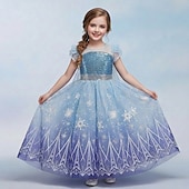 baratos Fantasias para meninas-Semana do Livro 2026 Rainha da Neve Gelado Princesa Elsa Vestidos Capa Vestido da menina de flor Fantasias Festa a fantasia for Para Meninas Crianças Natal Dia da Criança Baile de Máscaras Casamento
