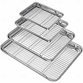 cheap Grills &amp; Outdoor Cooking-Stainless Steel Baking Sheet Pan with Rack, Heavy Duty Roasting Tray for Oven, Grill &amp; Broiler, Dishwasher Safe Bakeware for Cookies, Bacon, Chicken, Turkey &amp; Vegetables
