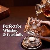 economico Bicchieri-Bicchiere da whisky girevole con base per rotazione a 360 gradi, 267 ml, bicchieri da whisky girevoli old fashioned per scotch, cocktail, rum, cognac, vodka, liquori, regalo unico per uomo
