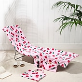 baratos conjuntos de toalhas de praia-Capa de toalha para cadeira de praia estampada, capa de toalha macia e absorvente para espreguiçadeira de piscina com bolsa de armazenamento para praia, piscina, pátio, férias e viagens.
