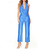 economico Outfit-Retrò Vintage Anni '70 Tuta Disco Paillettes Scollo a Cascata Costume Per donna Halloween Carnevale Parata dell'Orgoglio Mese dell'orgoglio Adulti Tuta Estate