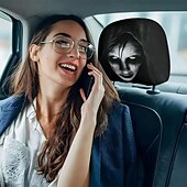 billiga Halloween överdrag-2/4 st nackstödsskydd med mörkt gotiskt häxmönster, bekväm användning i alla väder, sätesskydd för året runt, lämpliga för daglig pendling och långa resor. &amp;Halloween-dekorationer för bilresor