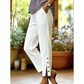  Dames Recht Stijlvol Casual Enkellengte Middelhoge taille Effen Kleur Lapwerk Comfort Inelastisch Vakantie Formeel blauw kurkuma Rouge Zwart Zomer Lente