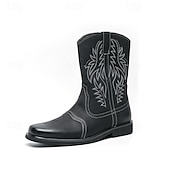 halpa Cowboy &amp; Western Boots-miesten klassiset lännentyyliset cowboy-saappaat – kestävät nahkaiset maalaistyyliset saappaat festivaaleille, ulkojuhliin, livemusiikkitapahtumiin ja rentoon lännenmuotiin
