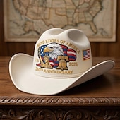 abordables 250 Aniversario de los EE. UU.-Sombrero vaquero con águila y bandera estadounidense del 250 aniversario, sombrero western patriótico bordado para hombres y mujeres, regalo de celebración del 250 aniversario, sombrero vaquero del
