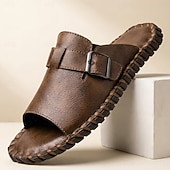 cheap Men's Slippers &amp; Flip-Flops-Men's Brown Fisherman Slide Sandals – Breathable Open-Toe Comfort Sandals, Lightweight Summer Footwear for Beach Vacations, Cruises, Travel and Everyday Leisure